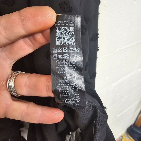 Asos Design Curve Oversized Shirt Women's 22 Black Dobby Jacquard Spot Sheer Top - Picture 5 of 8